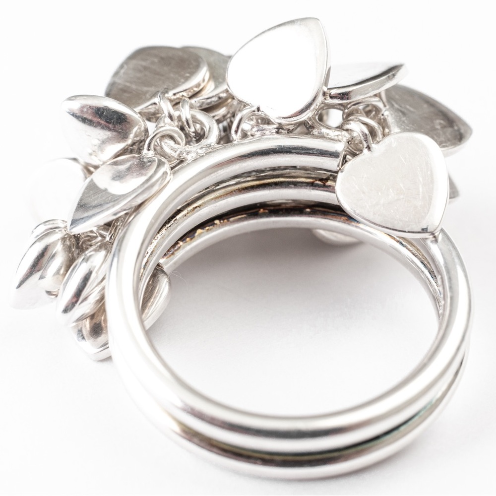 Vintage statement ring heart cluster sterling silver 8 - Picture 16 of 16